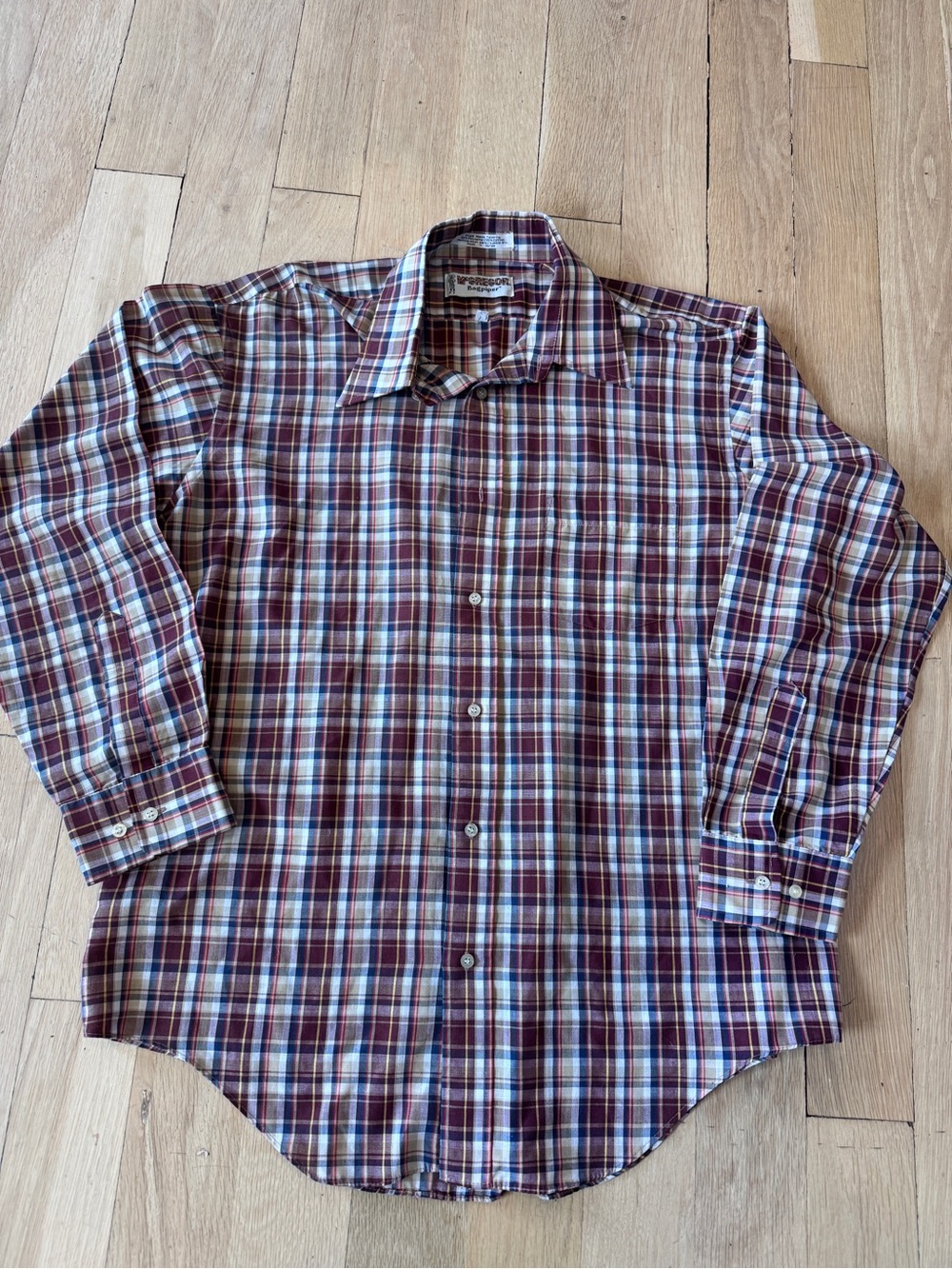 Piper Men's Plaid Button-Down Shirt - Burgundy, Blue & White